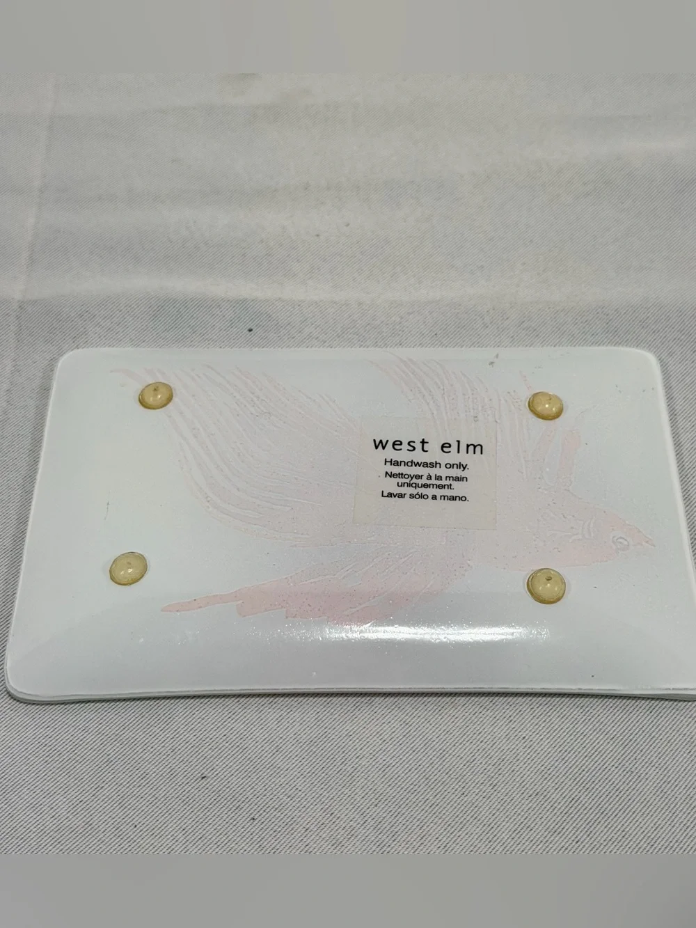 West Elm Glass Trinket Soap Dish Orange Goldfish Koi Beta Aquatic Natural Vibe